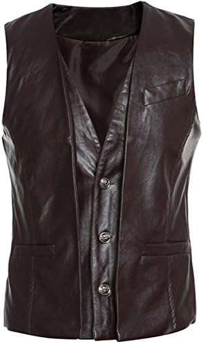 Genuine Lambskin Real Leather Vest Slim Fit Sleevless Waist Coat Jacket-D.Brown