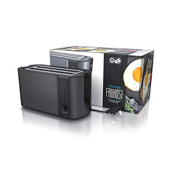 Arendo - Frukost 4 slice long slot toaster - double wall housing – with warming rack – 6 browning settings – auto bread…