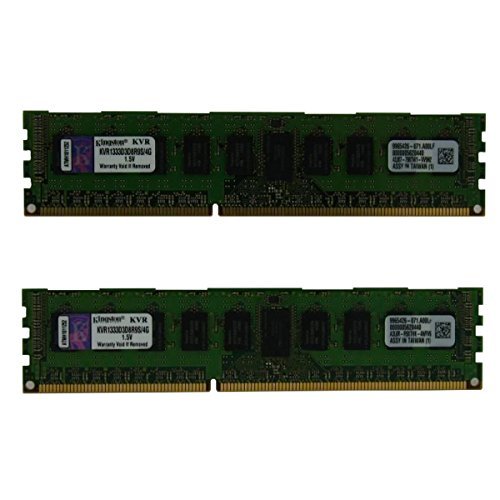 Kingston 8GB (2x4GB) KVR1333D3D8R9S/4G PC3-10600 (DDR3-1333) DDR3 SDRAM ECC Registered 240 Pin 1.5V Server Memory (Pack of 2)