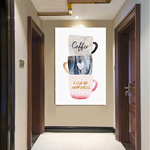 A Cup of Happiness Motivational Canvas Wall Art -Inspirational Wall Art Poster Quotes Canvas Prints Framed Ready to Hang for Home Bathroom Office Decor-12\