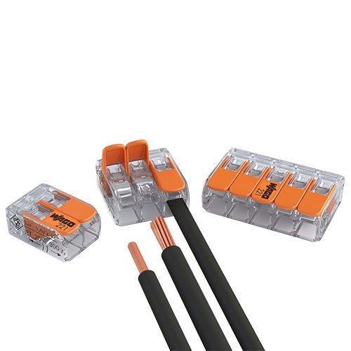 Wago 100 x 50 x 2 conductor 30 x 3 conductor 20 x 5 conductors with control lever 0.2 to 4 mm² small shape transparent