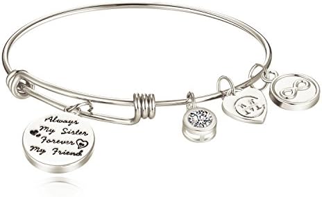 Charmire Women's Friendship Bangle Bracelet Engraved Always My Sister Forever My Friend Jewelry Gift Friend Sister