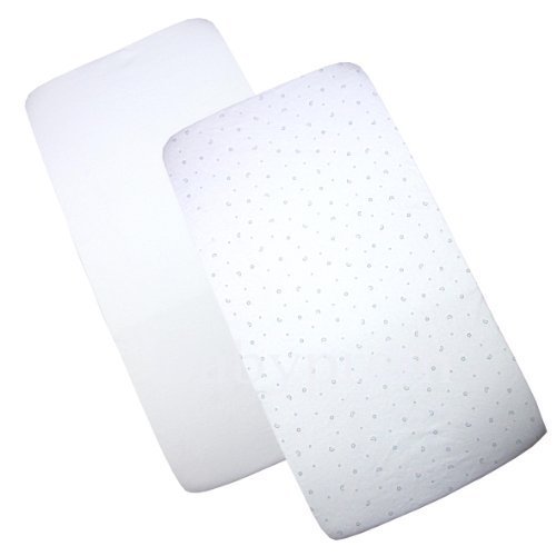 BabyPrem 2 Fitted Crib/Pram Sheets Cotton 1 White & 1 Moon & Stars