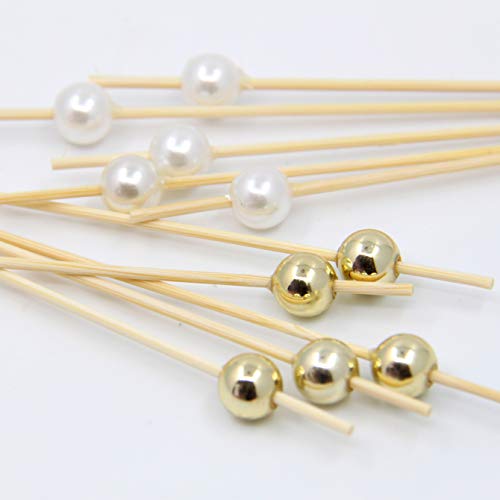 YAVO-EU 200 Cocktail Stick Cocktailspieße Spieße Holz Zahnstocher Fruchtstangen Bambus Picks Food Sticks 12cm (Goldene… – Bild 4