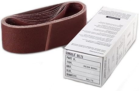 Karebac 49841 Silicon Carbide YF-Weight Cloth 60 Grit Portable Belts for Glass (8 Pack), 3"X21"