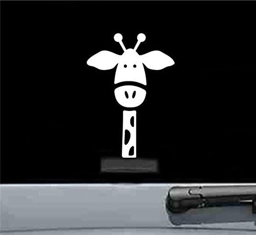 JS Artworks Giraffe Peeking Vinyl Decal Sticker (White)