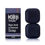 Kojic Acid & Charcoal Black Soap (2.82 oz / 2 Bars) - Skin Brightening & Smoothing for Scar Removal, Dark Spots, Acne, Eczema, Blemishes