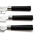 3 Piece Kitchen Knife Set By Sharp Solutions Kitchenware, 7 Inch Santoku Chef Knife 8 Inch Carving Knife And 5 Inch Utility Knive Packaged in A Wooden Case With a Sharpener, The Ultimate Gift