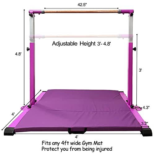 GBVUGY Gymnastics Kip Bar with Mat for Home Indoor Training,Horizontal Bar for Kids Girls Junior