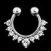 Fake Faux Nose Ring Rhinestone Septum Unique Women Nose Studs Nail Hoops Clip on Hanger Cute Body Jewelry 4PCS White Rhinestone Edge