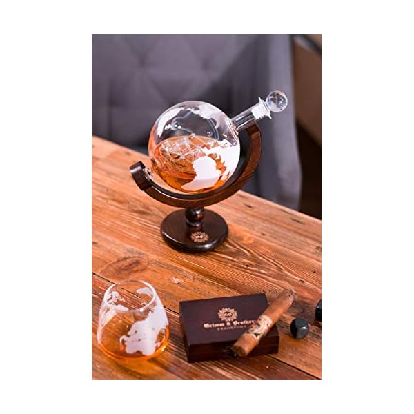 GRIMM & BROTHERS: Whisky Karaffe 850ml- 2 Whisky Gläser mit Curling Effekt- 9 Whiskey Steine- Whiskey Geschenk- ECHTHOLZ… – Bild 3