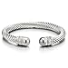 COOLSTEELANDBEYOND Adjustable Elastic Stainless Steel Twisted Cable Bangle Cuff Bracelet for Men Women
