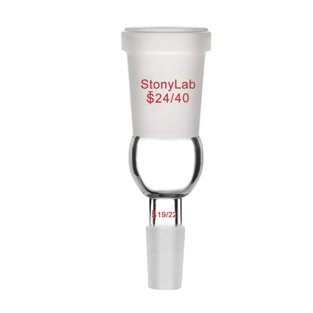 StonyLab Enlarging Adapter Connecting Adapter From 24/40 to 19/22 Glass Joint Lab Glassware Supply, 24/40 to 19/22 Joint