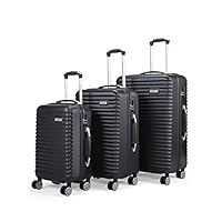 3 Piece Set Suitcase Spinner Trolley Suitcase for Travels Set Bag (Black)