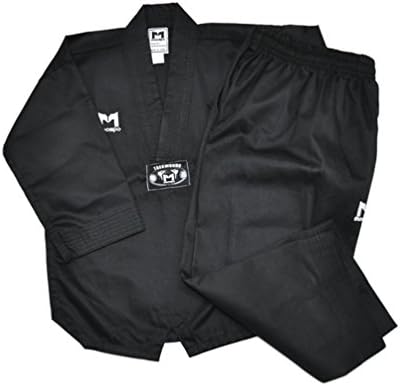 Moospo Tae Kwon Do Uniform Taekwondo Color(Black, Blue, Red) TKD Uniforms Dan Do Bok (Black, 150(140-150cm)(4.59-4.92ft))