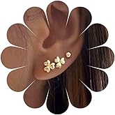 Xduargs Boho Flower Stud Earrings Gold Small Flower Earrings Vintage Floral Flower Earrings Minimalist Flower Circle Earrings Jewelry for Women