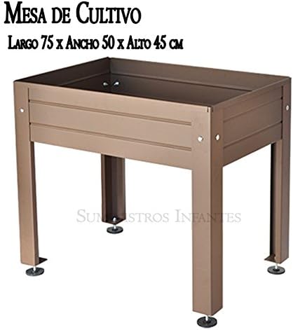 MESA DE CULTIVO Lacada marrón. Medidas: Largo 75cm x Ancho 50cm x ...