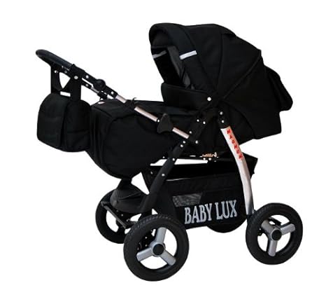 Lux4Kids Magnum Kombikinderwagen (Regenschutz, Moskitonetz, Getränkehalter, Wickelunterlage) 03 Schwarz & Schwarz