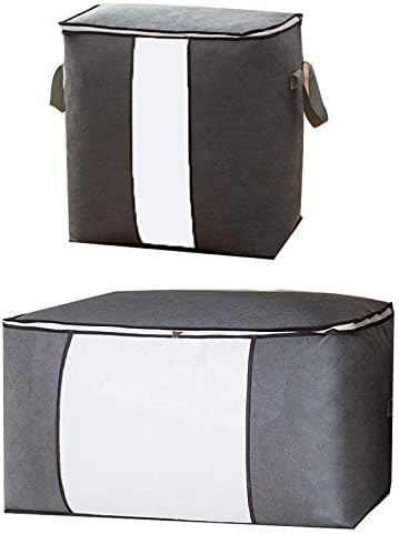 TYI 2PCS Large Storage Container Bags Organizer Breathable Non-Woven Fabric Comforters Quilt Blankets Space Saver Bag Room Closet with Reinforced Handles