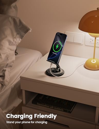 Lamicall Adjustable Phone Stand for Desk - 360 Rotating Foldable Cell Phone Holder Desktop Portable Cellphone Stand, Office Desk Accessories for 14 15 16 17 Pro Max Plus Air, 4-10” Devices, iPad Mini