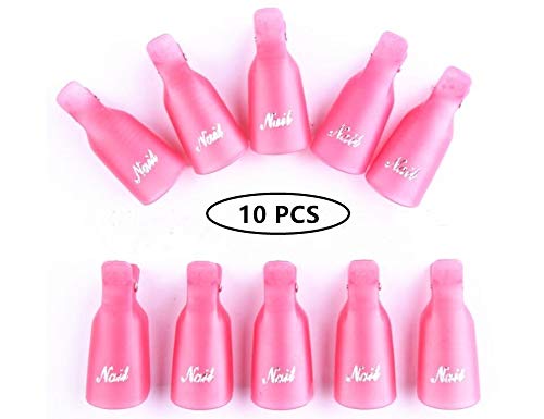 10pc Acrylic Nail Art Gel Nail Polish Remover Clips for Fingernail Removal Soak Off Clips Wrap Cleaner Cap Clip (Pink) - Thumbnail 4