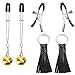 Nipple Clamps, SEXY SLAVE Adjustable Soft Rubber Tweezer Nipple Clips, SM Fetish Breast Clit Sensual Bondage Nipple Sex Toy(Gold and Leather Tassels)thumb 1