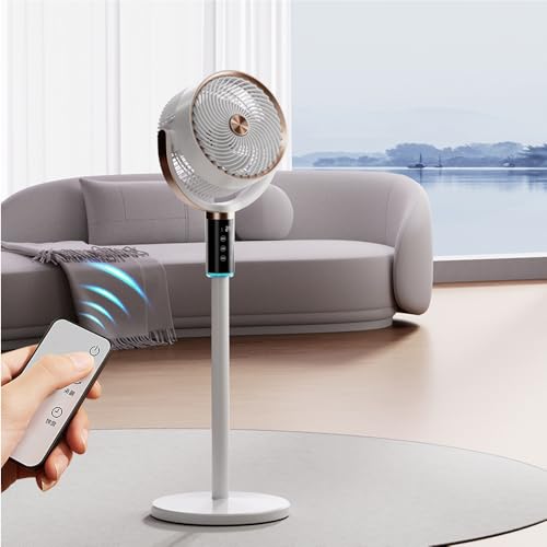 Floor Standing Fan with Remote Control - 8 Speed Adjustable Height, Timer, Shaking Head & Night Light, Quiet & Powerful Air Circulator for Bedroom, Home, Office - Household Pedestal Fans