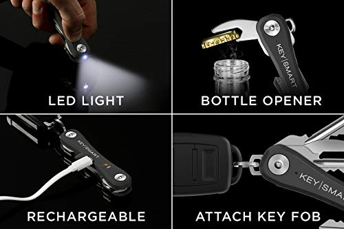 KeySmart Pro - Compact Key Holder w LED Light & Tile Smart Technology, Track Your Lost Keys & Phone w Bluetooth (up to 10 Keys, Slate) - Thumbnail 4