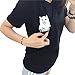 UR Ladies Women T Shirt Middle Finger Cat Pocket Shirts Harajuku Crop Top Tee