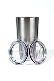 30oz Premium Stainless Steel Double Wall Vacuum Insulated Tumbler Travel Mug by Boulevard - Standard and Bonus Value Sliding Lid Included - Keeps Beverage Temperature Regulated