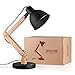 MUTUW Wooden Swing Arm Desk Lamp, e26 e27 LED Bulb Lamp, 40W, Metal Wooden, Perfect for Reading Study Work Office, Black