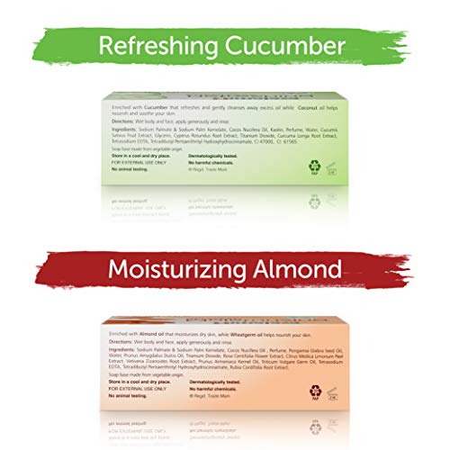 Himalaya Cleansing Bar Soaps Variety Pack, Neem & Turmeric, Almond