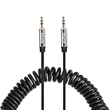 AGPtEK 3.5mm Coiled Audio Cable / Auxiliary Cable / AUX Cord (4.9ft / 1.5m)with Gold Plated Connectors for MP3 Players, Headphones, iPods, iPhones, iPads, Home / Car Stereos and More (Black)