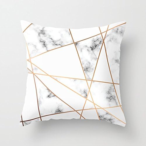 GOOESING Interlaced Gold Line Split Marble Comfortable Beautiful Pillow Case/Pillow Cover 50% Cotton & 50% Polyester Size 24x24 Inches