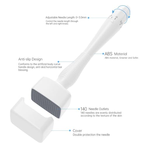 Derma Stamp Microneedling Pen Dermastamp Roller Adjustable | 0-3 mm professional 140 titanium pins hair beard face body