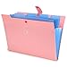 BTSKY Expanding File Folder- Smiling Face A4 and Letter Size Archival File Holder Organizer, 5 Pockets (Pink)