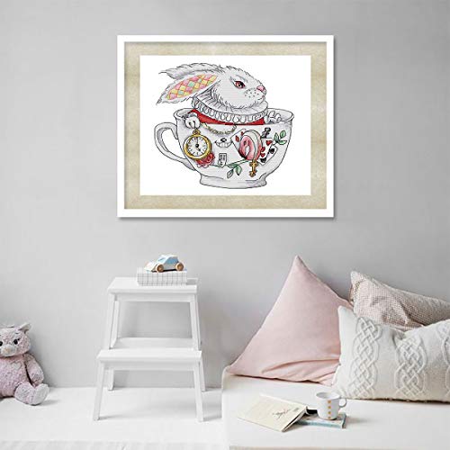 Printed Cross Stitch Kits 11CT 13X13 inch 100% Cotton Holiday Gift DIY Embroidery Starter Kits Easy Patterns Embroidery for Girls Crafts DMC Stamped Cross-Stitch Supplies Needlework The Rabbit Cup - Thumbnail 5
