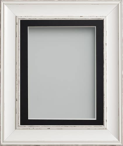 Frame Company Brooke Antique White Photo Frame, Black Mount, A4 for 10x6 inch, fitted with perspex