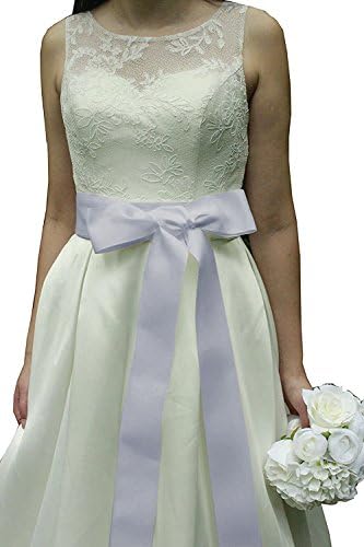 Wedding Sash Bridal Belts Simple Classic Silk Ribbon Sash for Dress (Silver)
