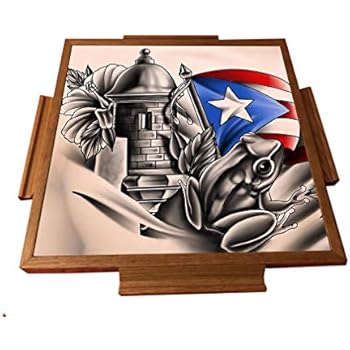 latinos r us Puerto Rico Simbolo Boricua Domino Table Top