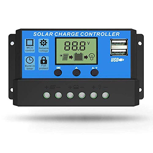 Linkhood Solar Charge Controller, Dual USB Port Solar Panel Battery Intelligent Regulator, Multi-Function Adjustable LCD Display Street Light Controller, 12V24V 30A - Thumbnail 6