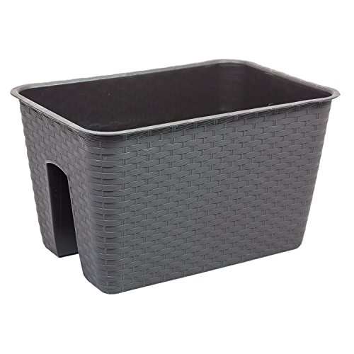 Geländerkasten L 39 cm braun Rattan Optik Balkonkiste Blumenkasten Balkonkasten