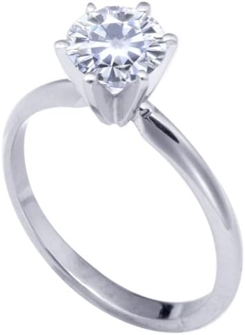 Stunning! 14k White-gold 6.50mm (0.88CT Actual Weight, 1.00CT Diamond Equivalent Weight) Moissanite Solitaire 6-Prong Engagement Ring by Vicky K Designs - 4.5