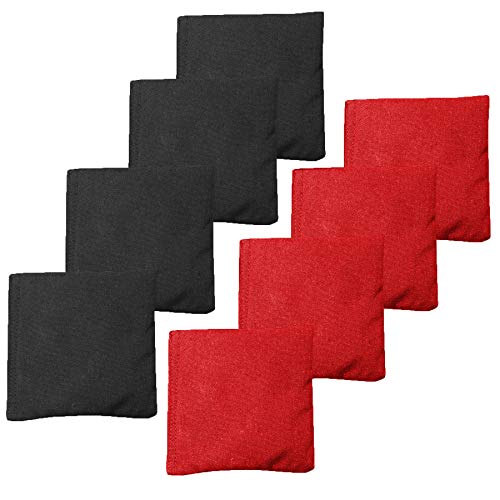 Punchau All Weather Cornhole Bean Bags - Set of 8 American Flag Bags for Corn Hole Toss Game - Regulation Size & Weight - 4 Red & 4 Black