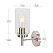 VINLUZ One Light Bathroom Wall Light Fixtures Brushed Nickel with Frosted Glass, Porch Singel Wall Lighting