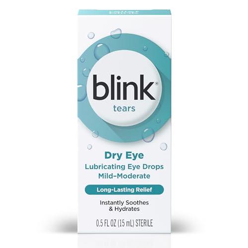BLINK TEARS LUBRICATING EYE DROPS, MOISTURIZING & SOOTHING FOR MILD TO MODERATE DRY EYES, WITH HYALURONATE, REDUCES DISCOMFORT, LONG-LASTING HYDRATION, SOOTHES & MOISTURIZES, 0.5 FL OZ