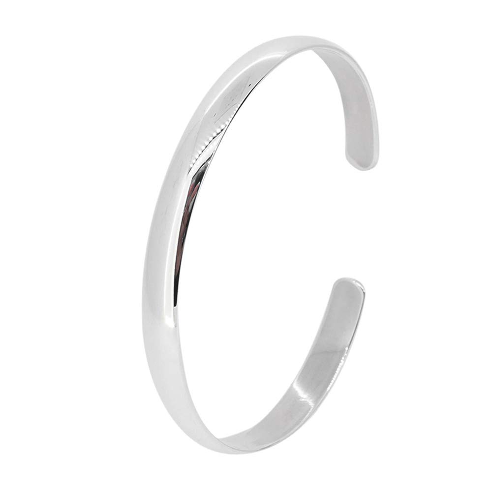 Treasure Bay Women's Classic Solid Plain 925 Sterling Silver Bangle Bracelet Jewellery for Her