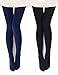 VERO MONTE 2 Pairs Opaque Fleece Lined Tights For Women Pantyhose (BLACK + NAVY)