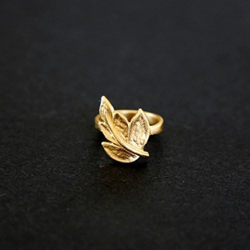 Handmade Disgner 14K Gold Plated Delicat Leaf Ring