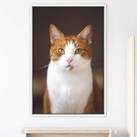 Framed Canvas Wall Art Cat Animals Cat Chic Multicolor Photography Urban - 16x24 inches